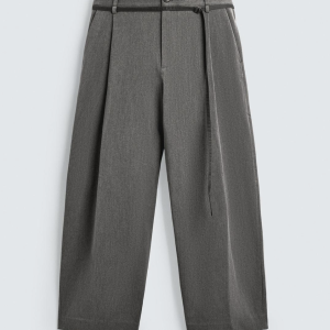 BALLOON FIT PANTS WITH PLEATS AND BELT