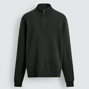COTTON JERSEY ZIP-NECK